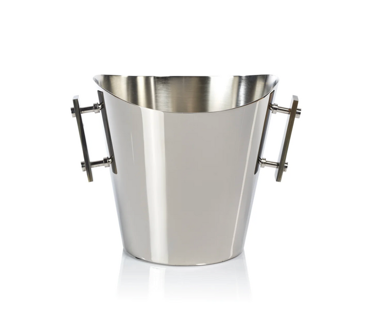 WINE COOLER WITH HORN HANDLE POLISHED NICKEL