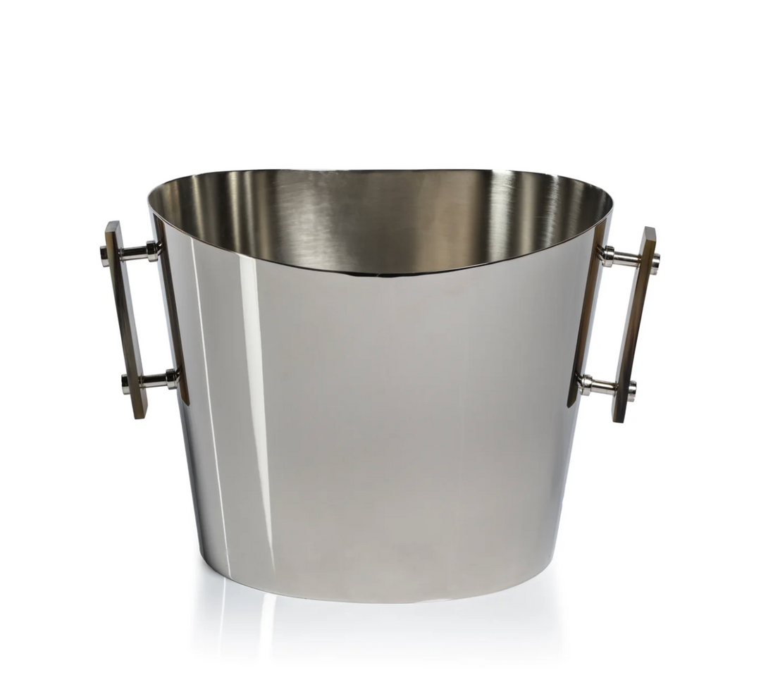 WINE COOLER WITH HORN HANDLE POLISHED NICKEL