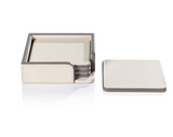 COASTERS LEATHER CREAM AND GRAY S/4