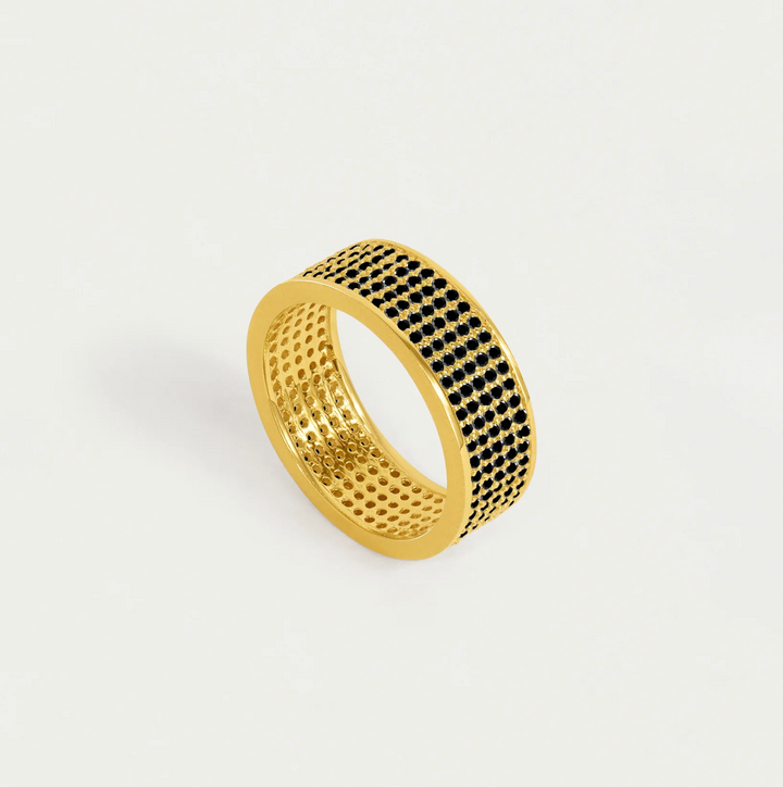 RING PETIT PAVE THICK STACKING BLACK CRYSTAL