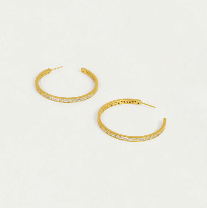 EARRINGS HOOPS PETIT PAVE MIDI WHITE TOPAZ #66686