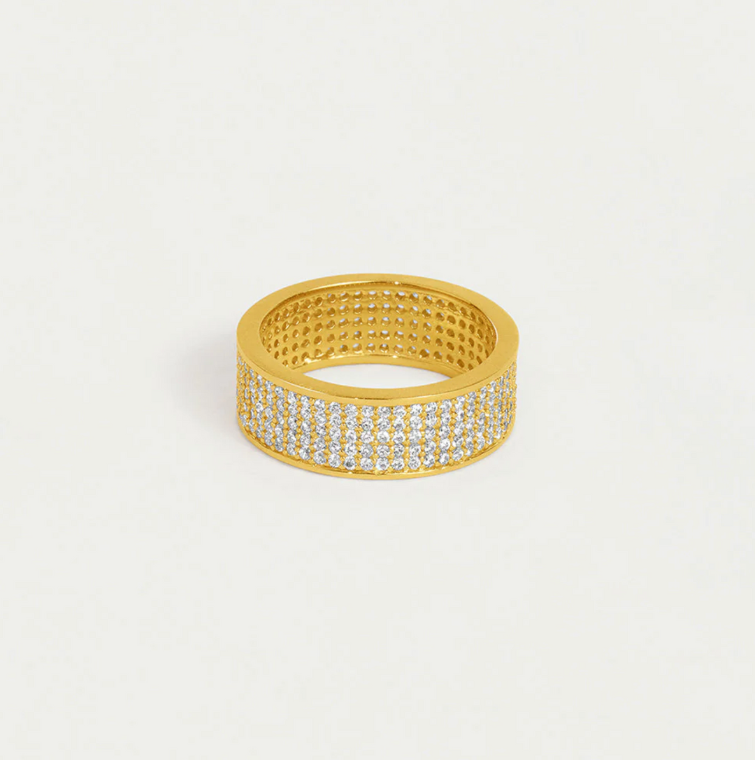 RING PETIT PAVE THICK STACKING WHITE TOPAZ