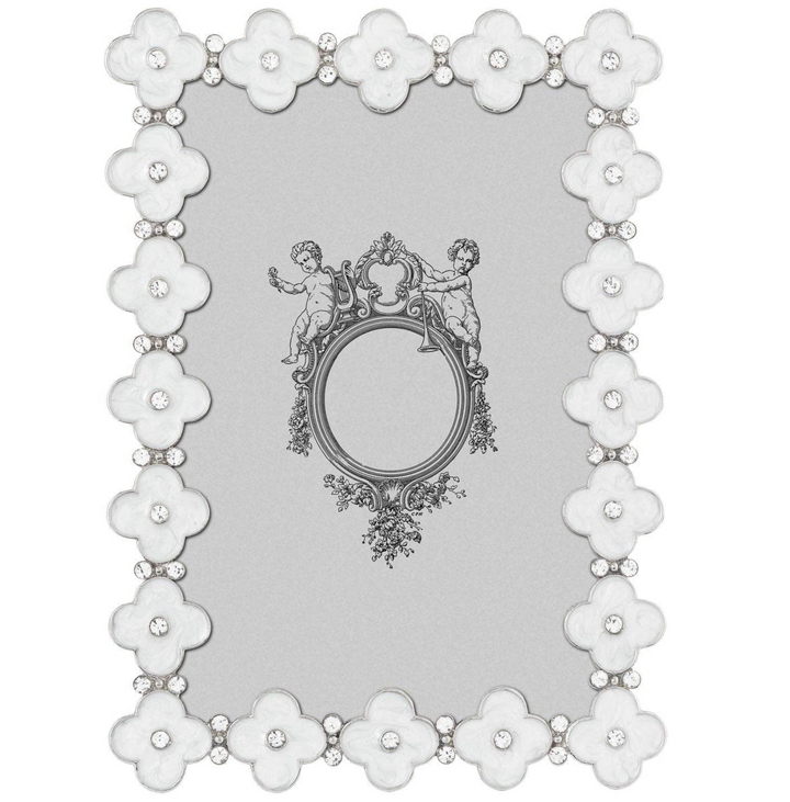 PHOTO FRAME ENAMEL CLOVER WHITE