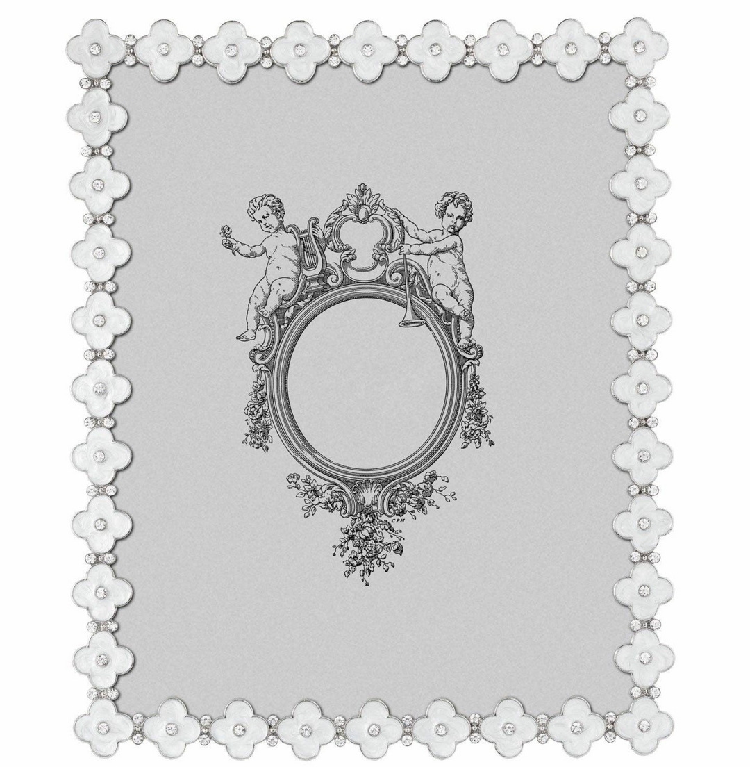 PHOTO FRAME ENAMEL CLOVER WHITE