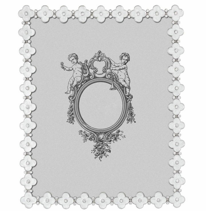 PHOTO FRAME ENAMEL CLOVER WHITE