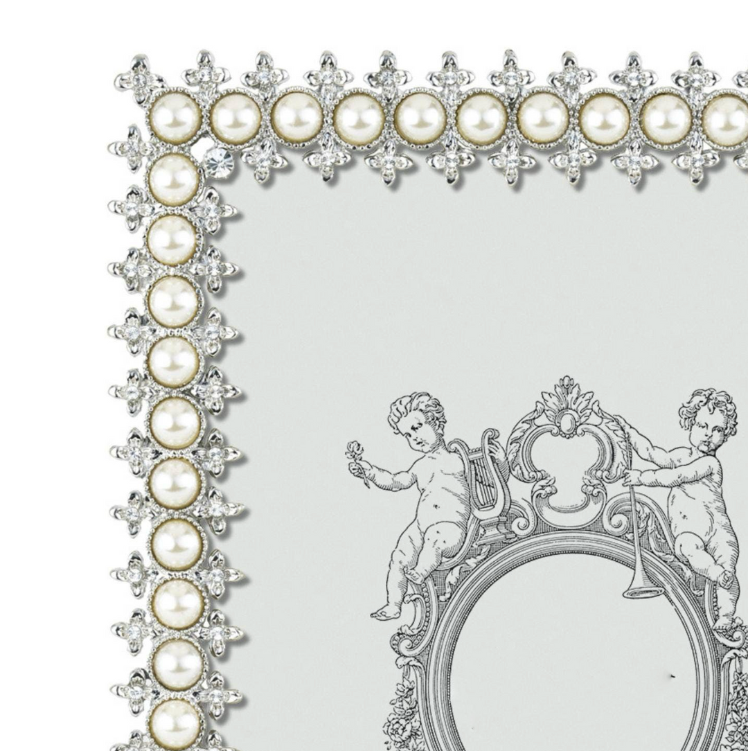 PHOTO FRAME CRYSTAL&PEARL SILVER