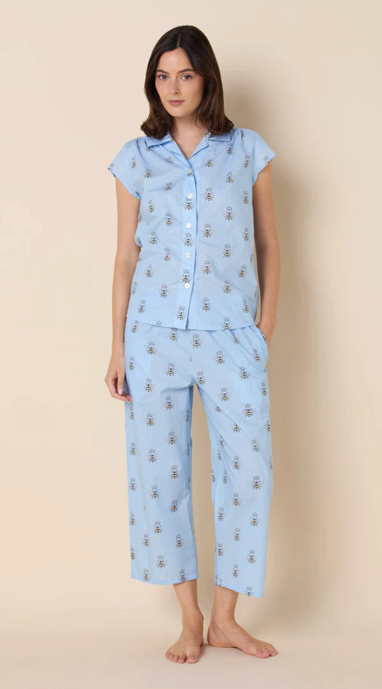 PAJAMA CAPRI QUEEN BEE LUXE PIMA BLUE