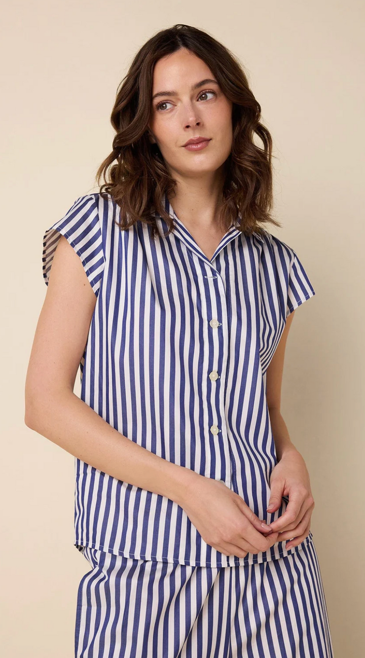 PAJAMA CAPRI CLASSIC STRIPE NAVY