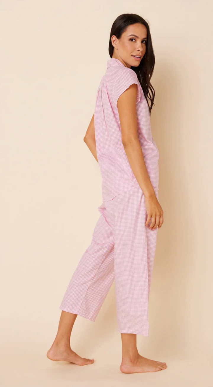PAJAMA CAPRI GINGHAM LUXE PIMA PINK