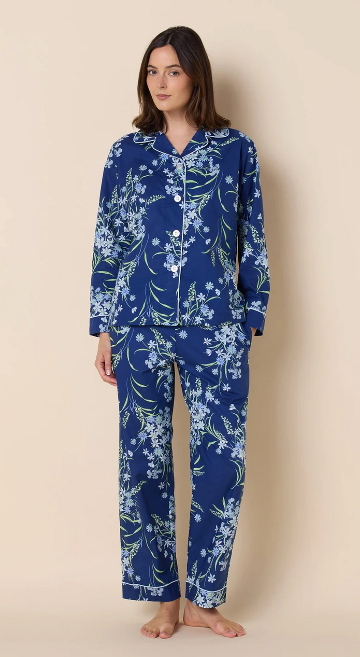 PAJAMA GARDEN POSY LUXE PIMA NAVI LONG-SLEEVED