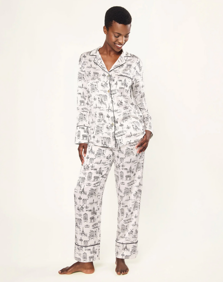 PAJAMA LONG SILK SLEEVE IN PARISIAN TOILE