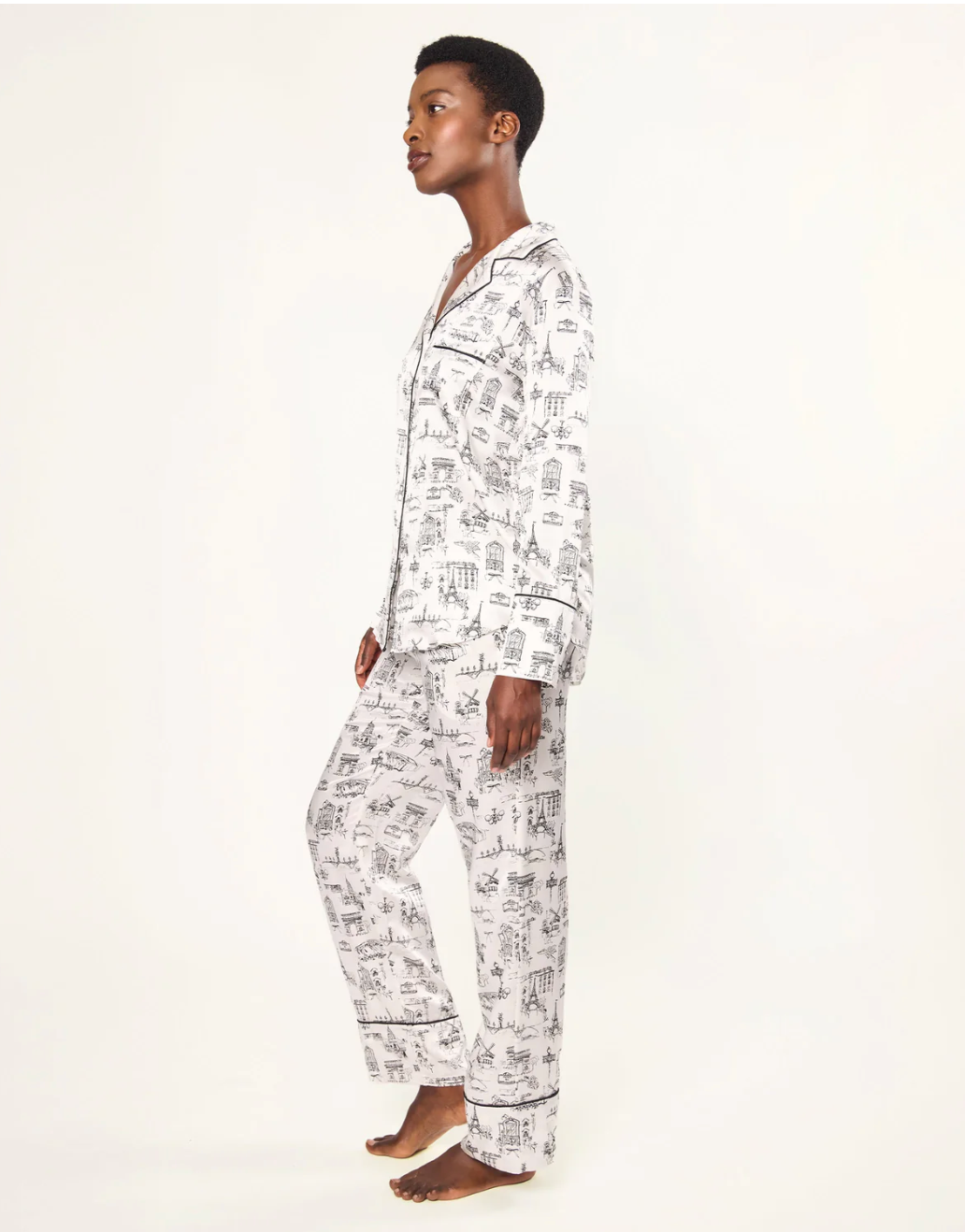 PAJAMA LONG SILK SLEEVE IN PARISIAN TOILE
