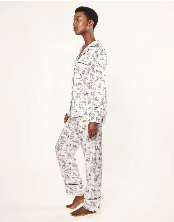PAJAMA LONG SILK SLEEVE IN PARISIAN TOILE