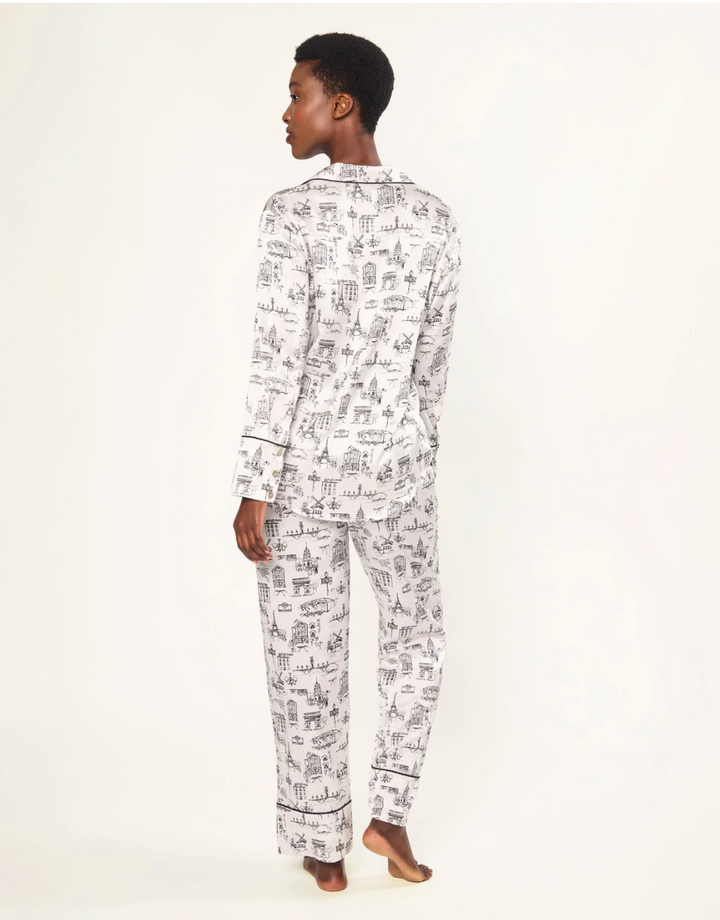 PAJAMA LONG SILK SLEEVE IN PARISIAN TOILE