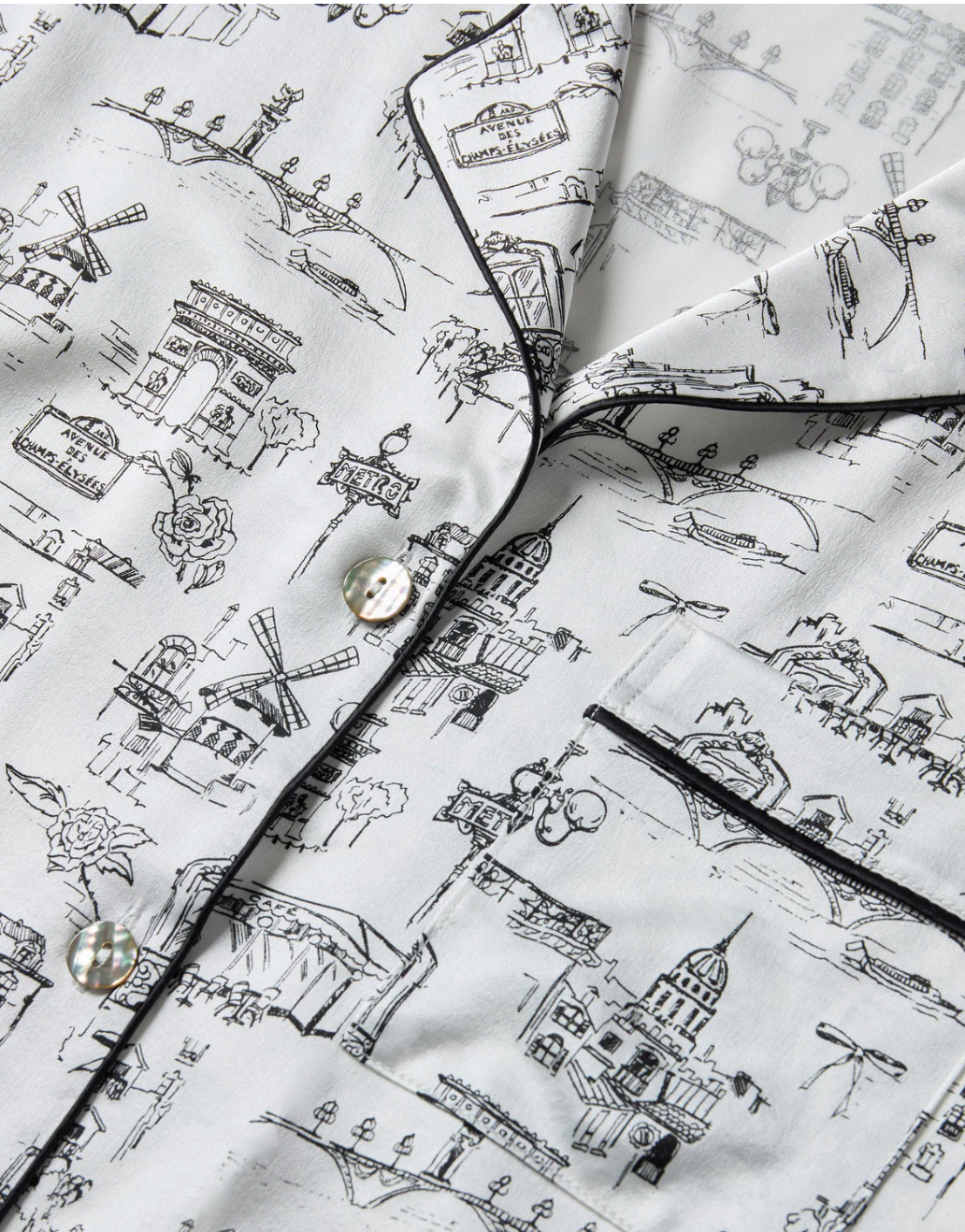 PAJAMA LONG SILK SLEEVE IN PARISIAN TOILE