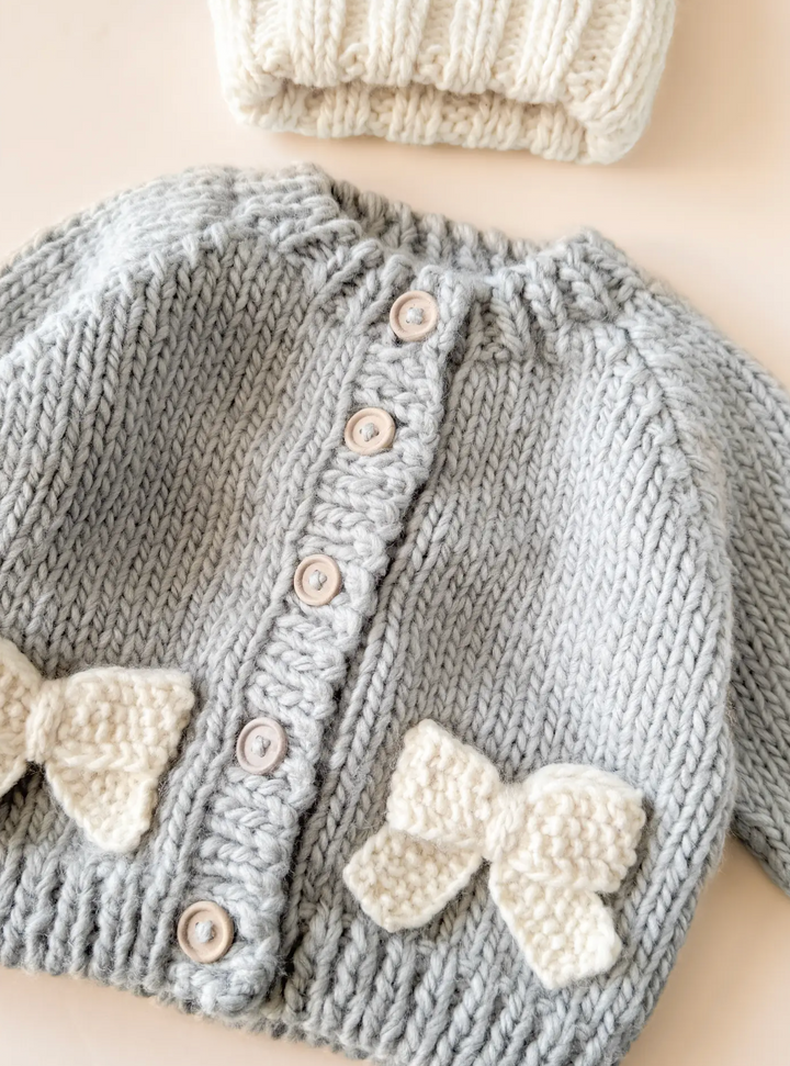 CARDIGAN BOW BOWIE GREY