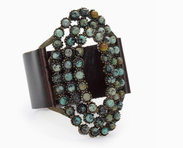 LARGE BRACELET OVAL OPEN LEATHER