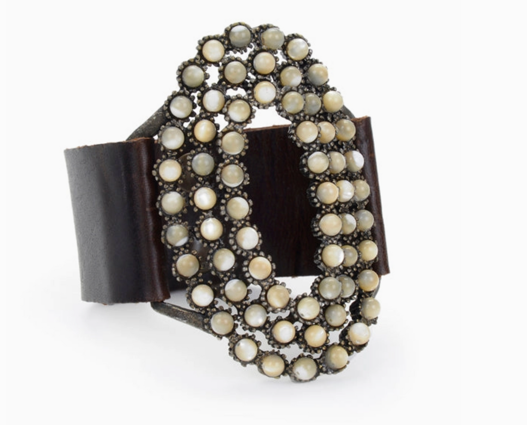 LARGE BRACELET OVAL OPEN LEATHER