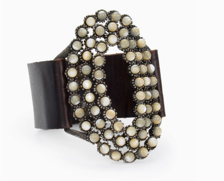 LARGE BRACELET OVAL OPEN LEATHER