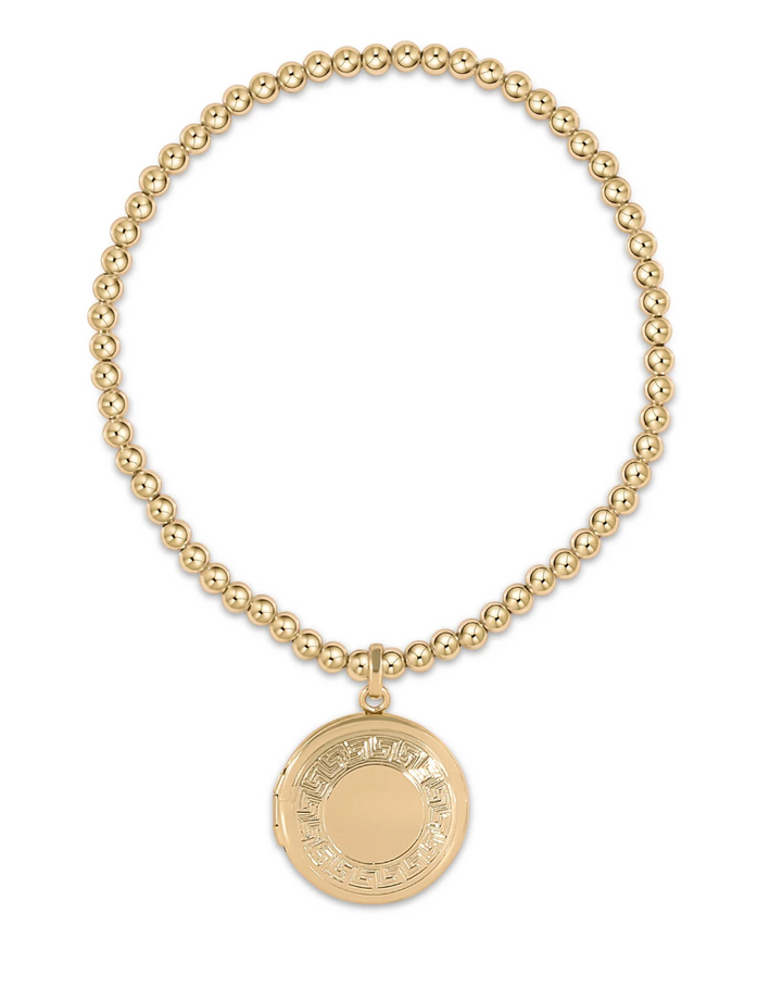 BRACELET CLASSIC GOLD LOCKET 3MM BEAD CHERISH SMALL