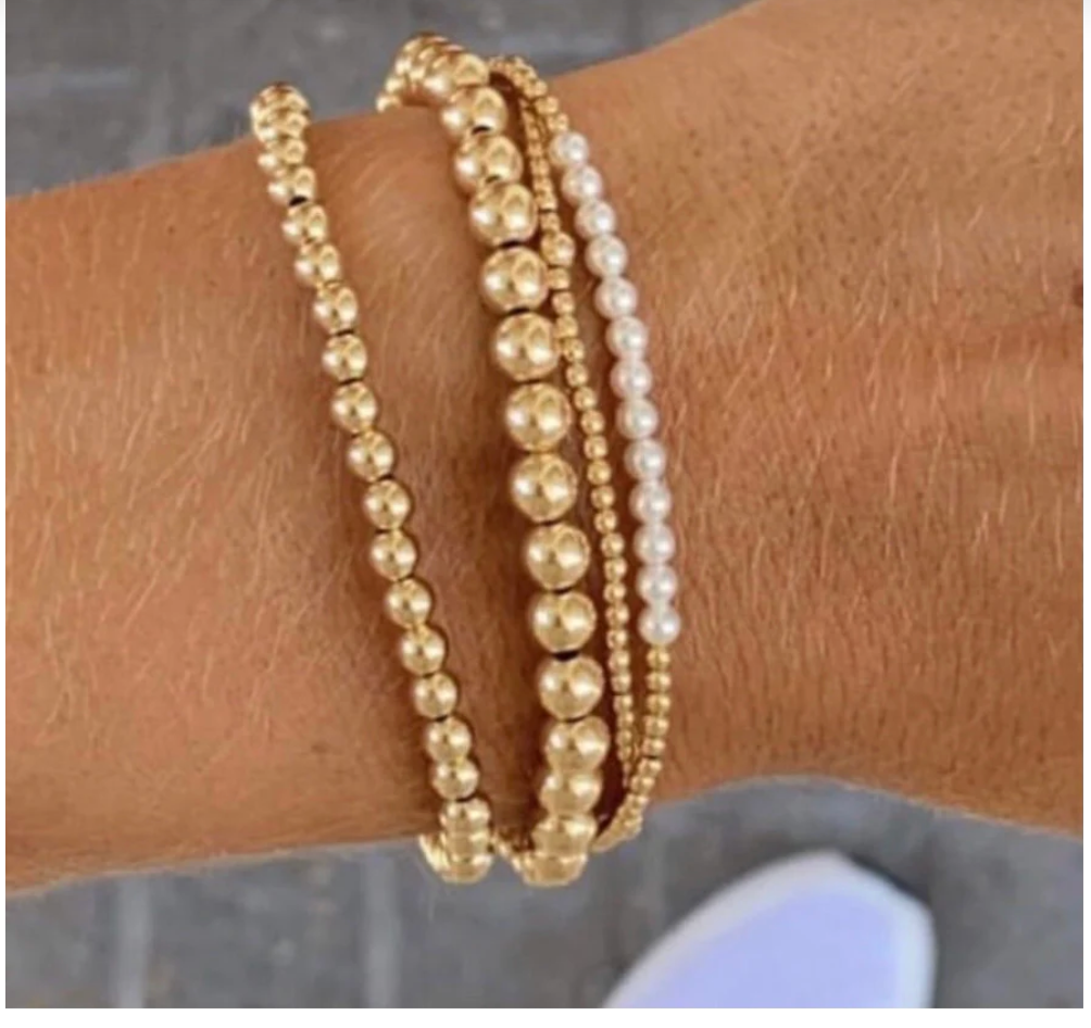 BRACELET GOLD BLISS 2MM BEAD PEARL