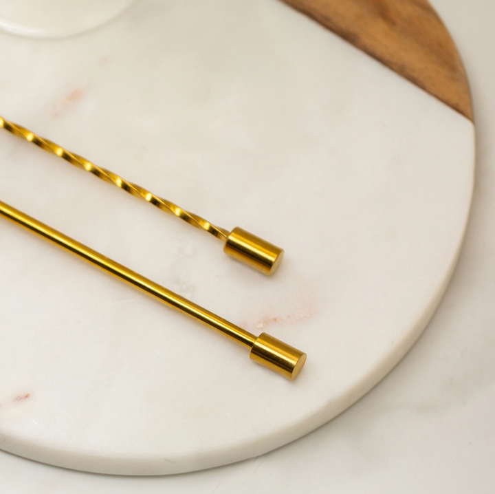 S/2 BAR SPOONS GOLD #77537