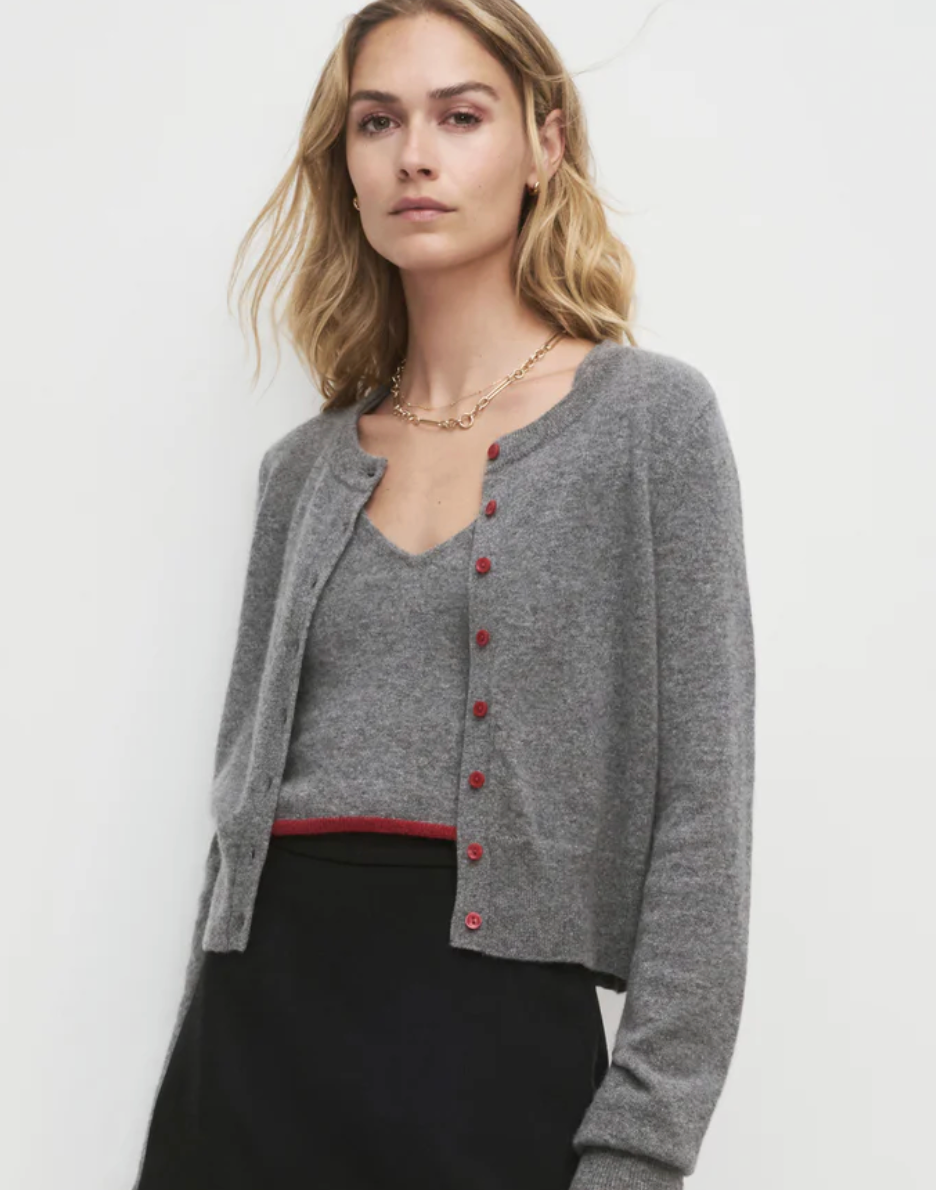CARDIGAN CROPPED DARK CHARCOAL GREY