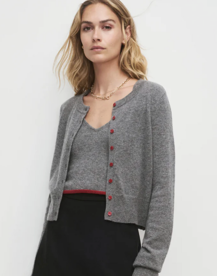CARDIGAN CROPPED DARK CHARCOAL GREY
