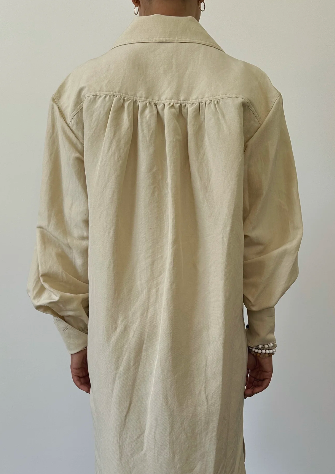 DRESS SILK LINEN W/ ROPE FRONT WHEAT SM