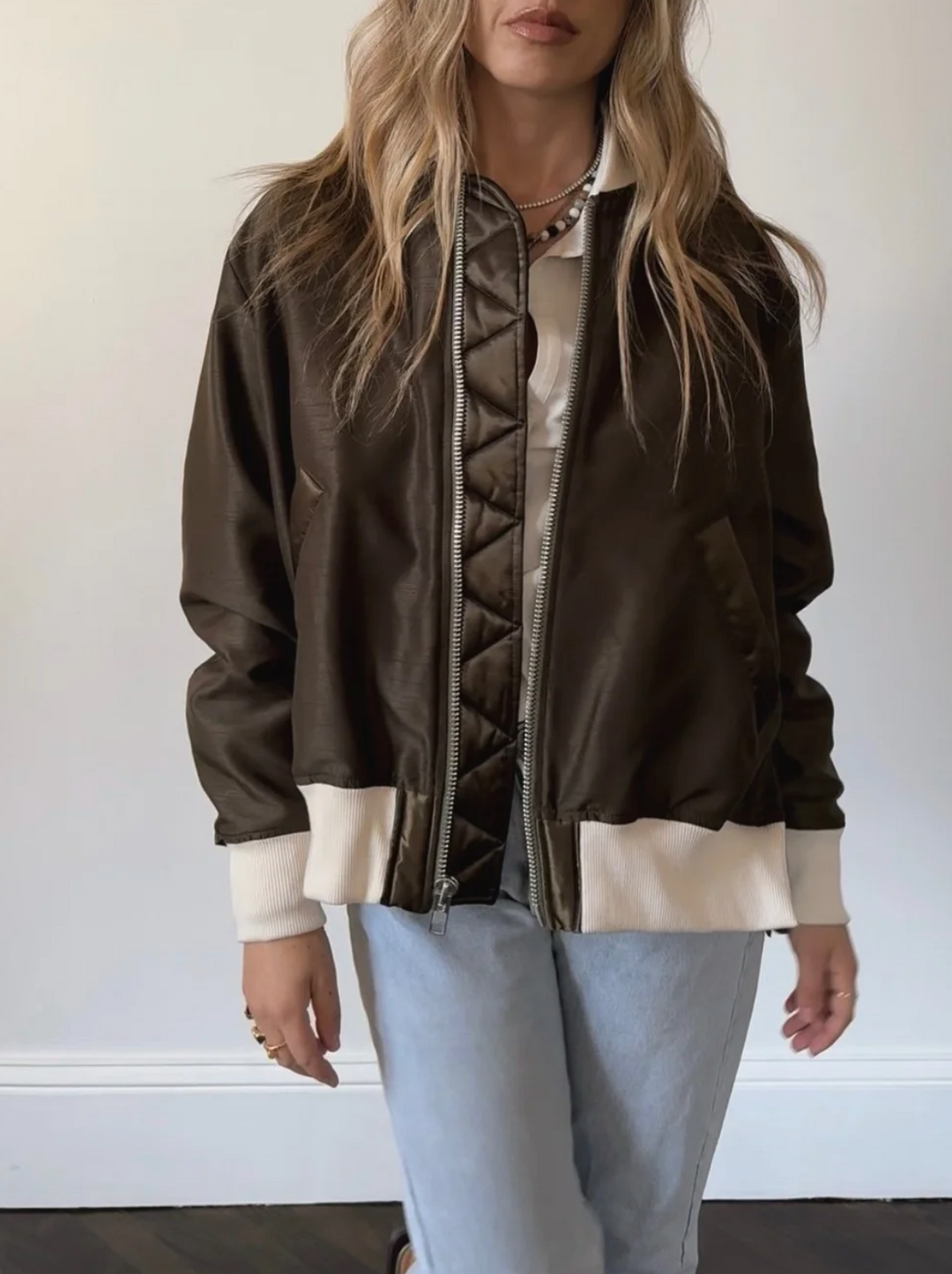 JACKET PLEATED BOMBER KELP