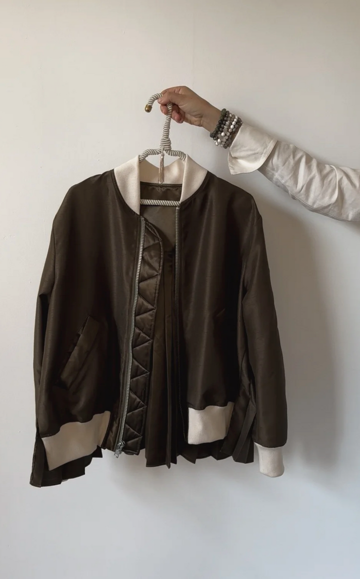 JACKET PLEATED BOMBER KELP