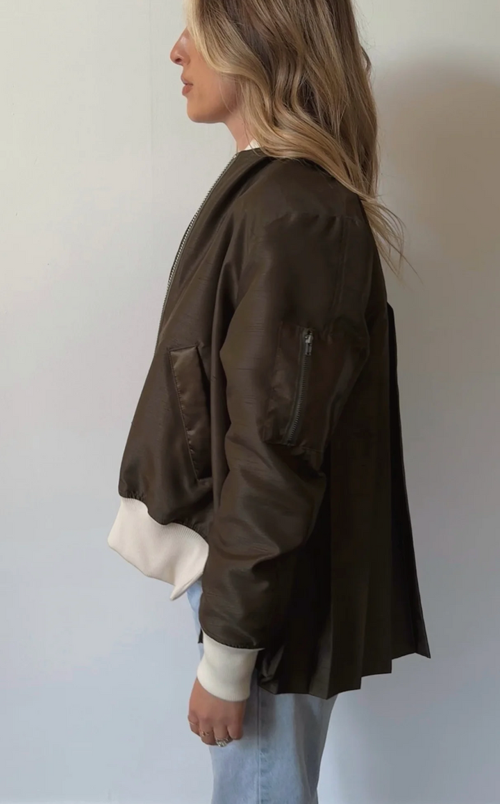 JACKET PLEATED BOMBER KELP