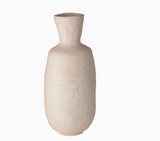 VASE PAPER MACHE OFF-WHITE 4 LINES LG