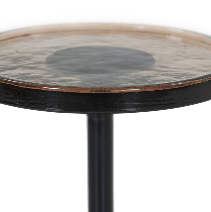 END TABLE SMOKED BROWN CAST GLASS