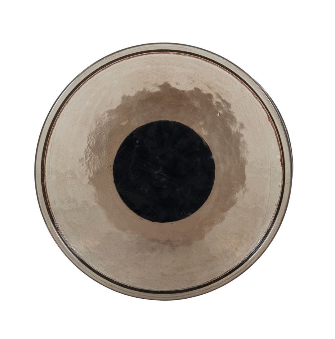 END TABLE SMOKED BROWN CAST GLASS