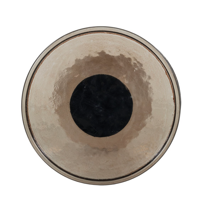 END TABLE SMOKED BROWN CAST GLASS