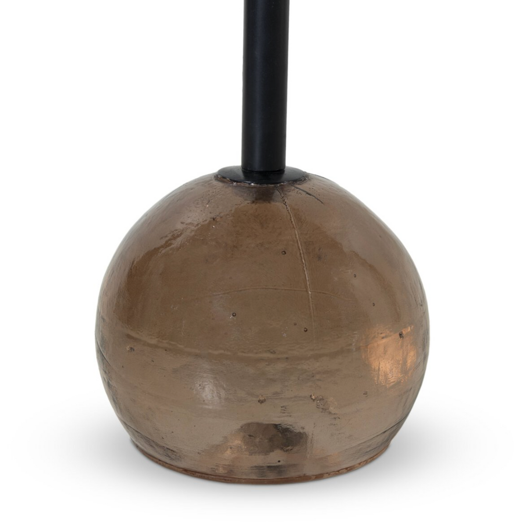 END TABLE SMOKED BROWN CAST GLASS