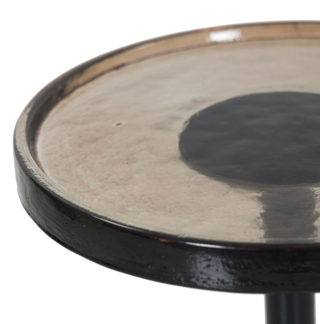 END TABLE SMOKED BROWN CAST GLASS