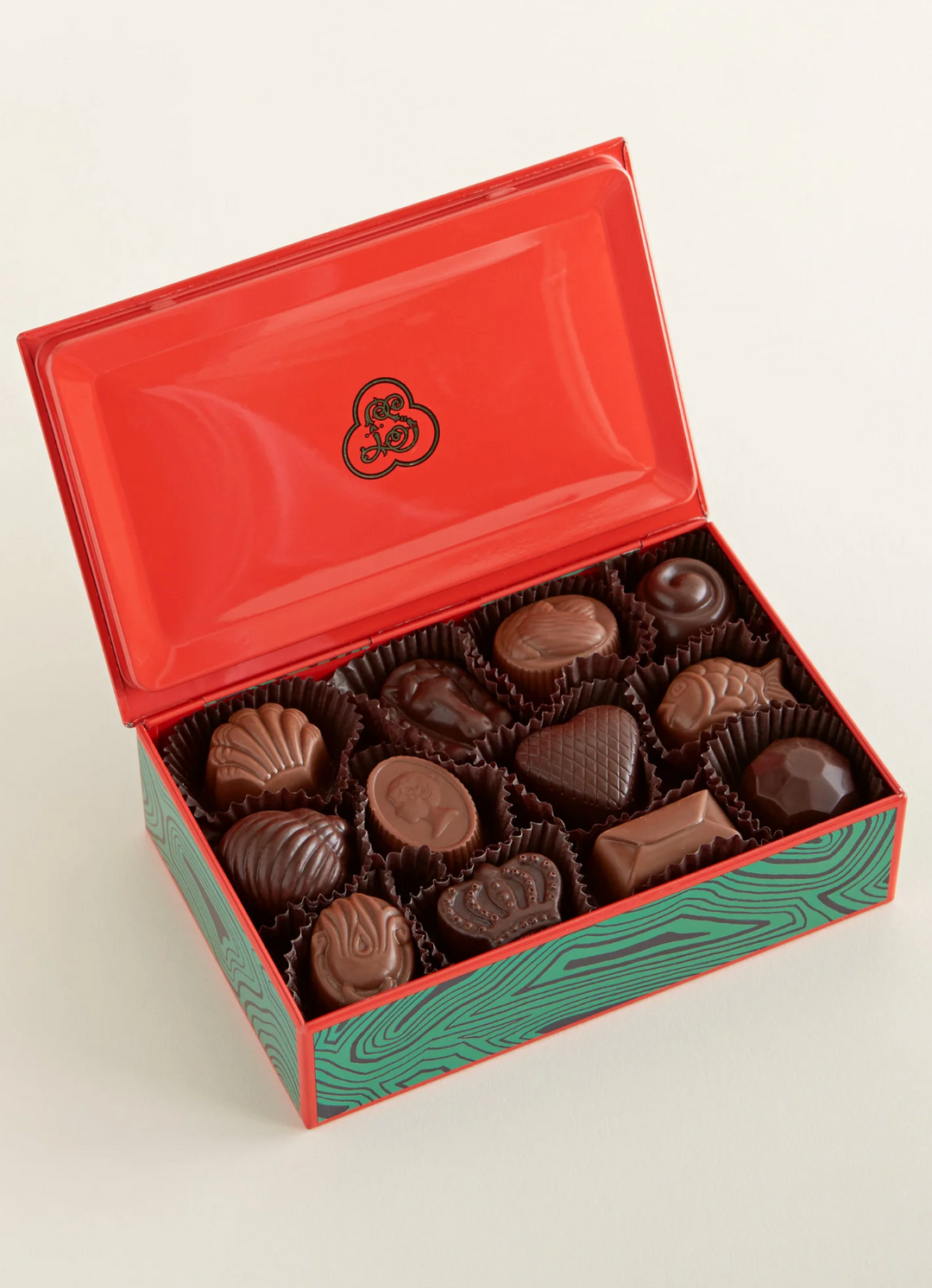 TINS CHOCOLATE 12-PIECE MALACHITE