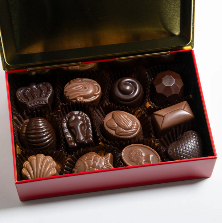 TINS CHOCOLATE 12-PIECE VREELAND RED #76604