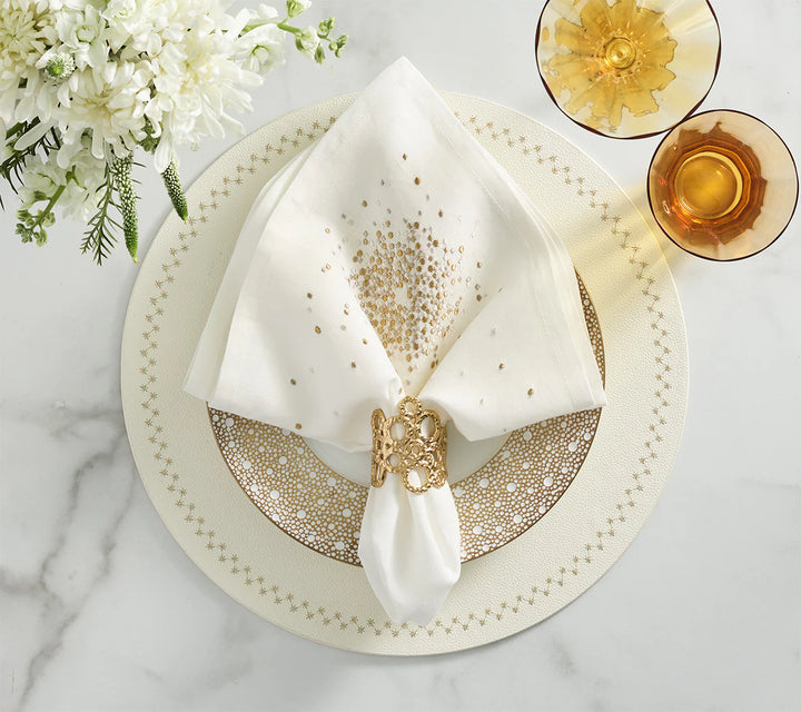 NAPKIN STARBURST WHITE/GOLD & SILVER