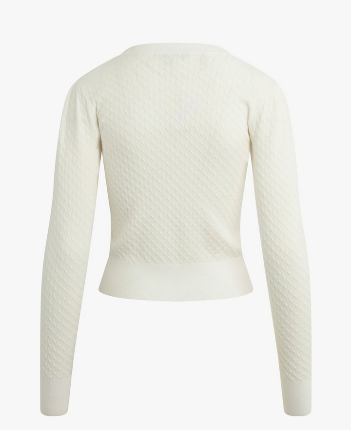 CREWNECK MINI CABLE PATTERN WHITE
