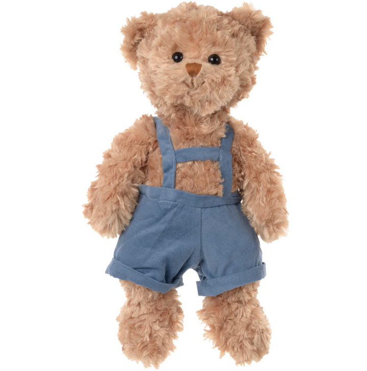 TOY PLUSH BEAR OVERALL DENIM BLUE