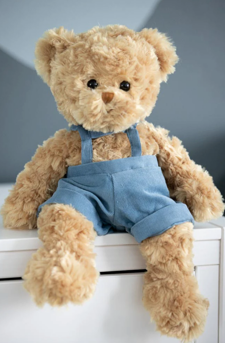TOY PLUSH BEAR OVERALL DENIM BLUE