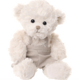TOY PLUSH BEAR TAUPE OVERALL