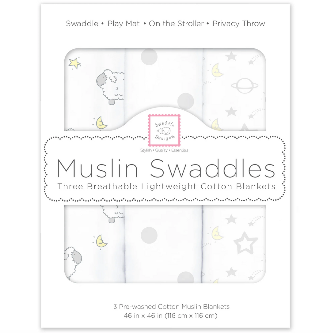 BLANKET MUSLIN LAMBS GOODNIGHT S/3