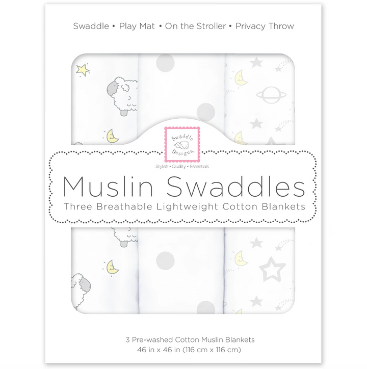 BLANKET MUSLIN LAMBS GOODNIGHT S/3