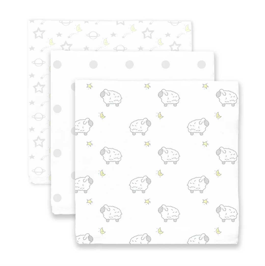 BLANKET MUSLIN LAMBS GOODNIGHT S/3
