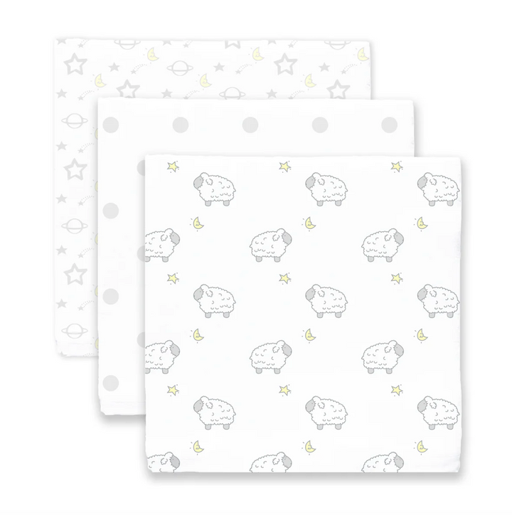 BLANKET MUSLIN LAMBS GOODNIGHT S/3