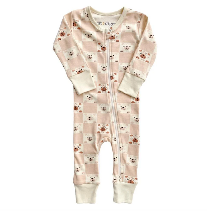 ROMPER ZIPPY CHECKERED BEAR
